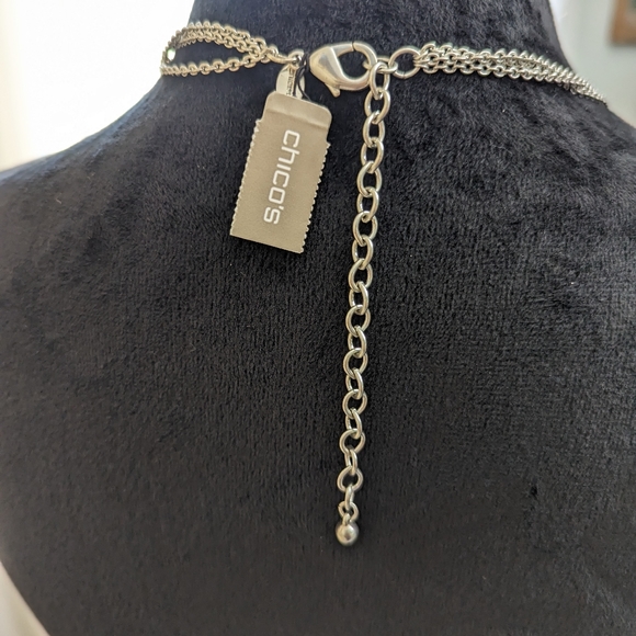 New With Tag Chico's "Sparkle" Multi Strand Silver Tone/Crystal Necklace - Picture 5 of 8